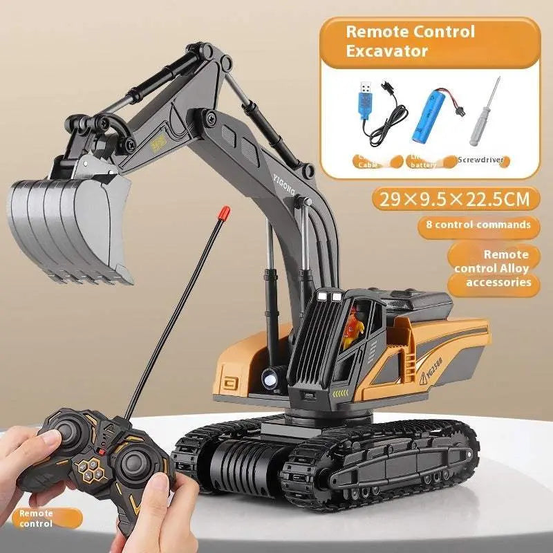 Remote-control engineering excavator toy with realistic design and remote control accessory kit