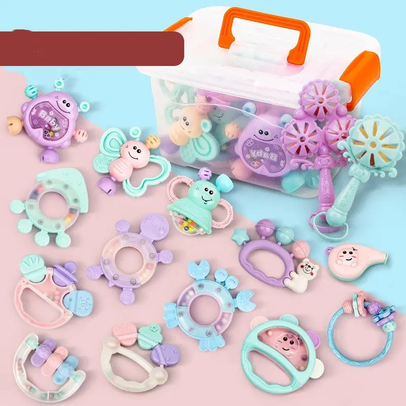 Baby developmental toy sensory playset with colorful plastic pieces for infants 0-3 years