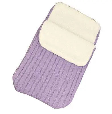 Luxury winter baby buggy sleeping bag in purple with soft lamb cashmere lining and envelope style design
