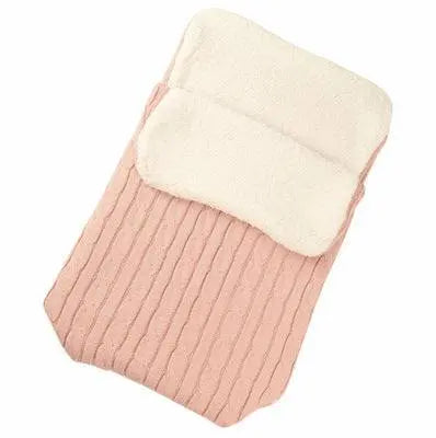 Winter baby buggy sleeping bag in pink envelope style with soft lamb cashmere lining and cotton wool filling for warmth and comfort