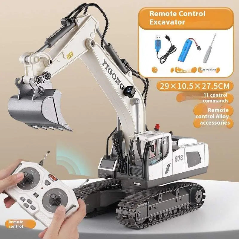 Children's remote-control engineering excavator toy with detailed design and joystick controller for interactive play