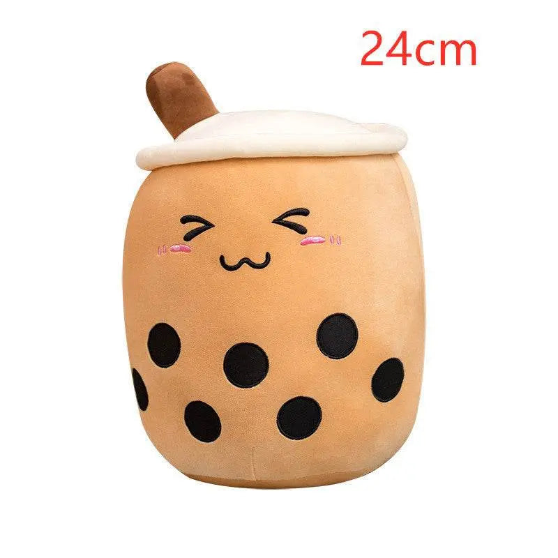 24cm plush boba stuffed toy with embroidered eyes and soft fabric bubbles