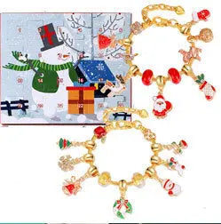 Children’s Charm Bracelet and Necklace Advent Calendar with 24 festive Christmas-themed charms set