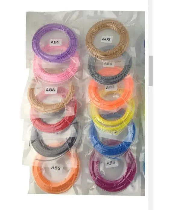 20-color ABS PLA 3D printing pen filament set 1.75mm 10m rolls in sealed bags