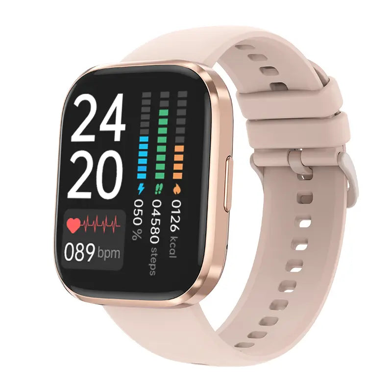 Smart Watch 1.96"HD fitness tracker with heart rate monitor and Bluetooth calling in rose gold