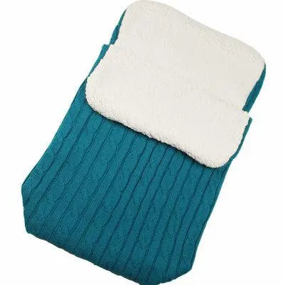 Winter baby buggy sleeping bag in teal with soft lamb cashmere lining and thick cotton wool filling