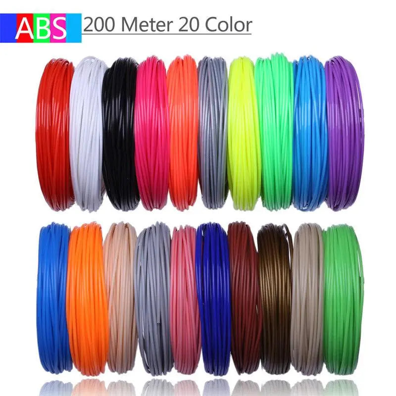 3D printing pen filament set with 20 vibrant colors ABS/PLA 1.75mm for precise 3D pen and printer use