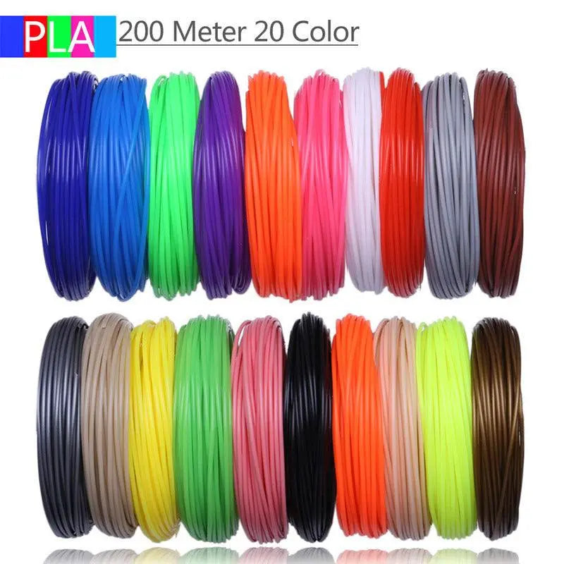 3D printing pen filament set with 20 vibrant colors, 1.75mm ABS/PLA, 10m each, compatible with 3D pens and printers