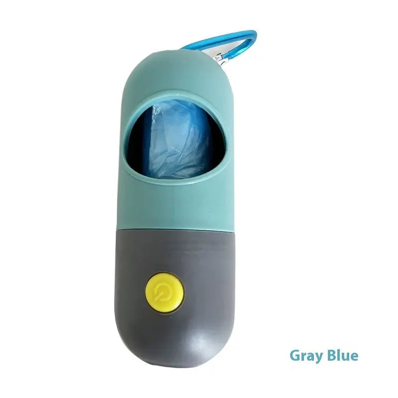 Gray blue and yellow device on a white background