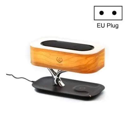 Tree of Life Table Lamp with Bluetooth speaker, wireless charging, dimmable cherry wood design