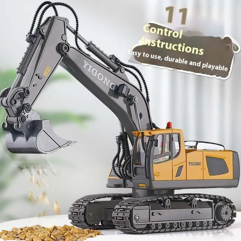 Remote-control engineering car toy with realistic digging arm and tracks for children aged 4-6