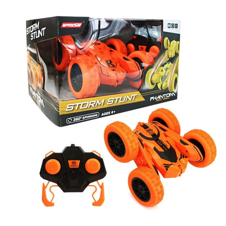 Storm Stunt RC Car with 2.4GHz remote, orange off-road stunt vehicle with flips and tricks for kids 6+