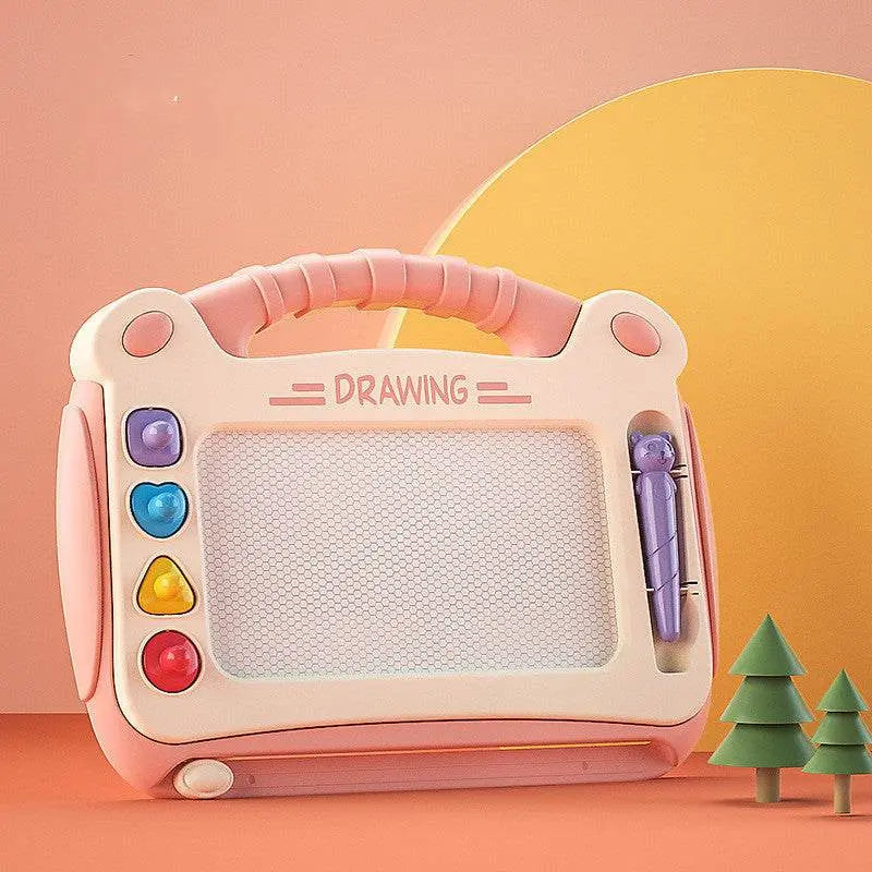 Toddler magnetic drawing board with colorful buttons and pen for educational writing and sketching