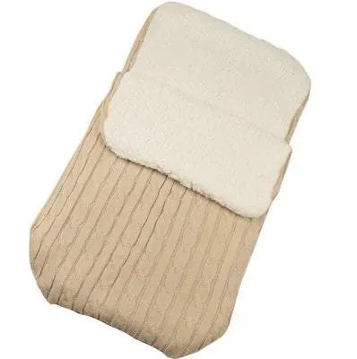 Luxury winter baby buggy sleeping bag with lamb cashmere lining in beige envelope style