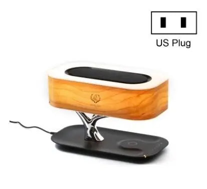 Tree of Life Table Lamp with Bluetooth speaker, wireless charging, and dimmable cherry wood design