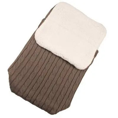 Luxury winter baby buggy sleeping bag with soft lamb cashmere lining in brown envelope style