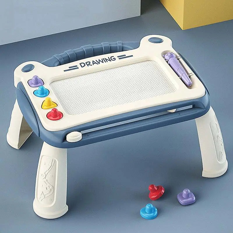 Toddler magnetic drawing board with colorful knobs and pen for educational writing and sketching