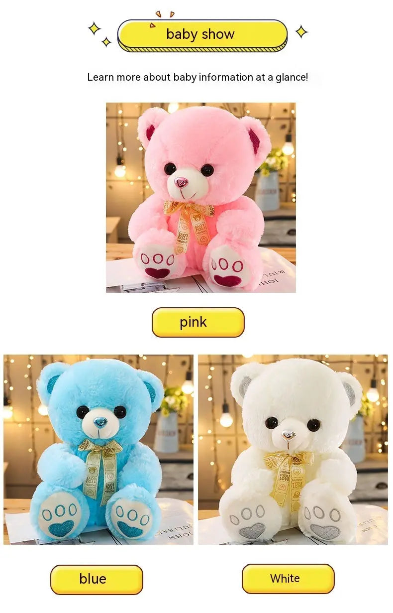 Huggable Heart Teddy Bear Plush in pink, blue, and white soft plush with heart details for kids aged 4-6 years