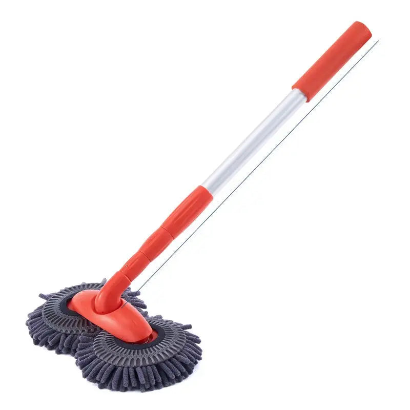 Mop with red handle and gray head on a white background
