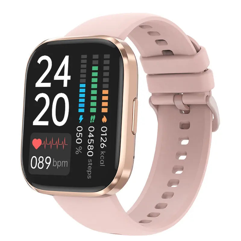 Smart Watch 1.96"HD fitness tracker with heart rate monitor and Bluetooth calling in pink strap
