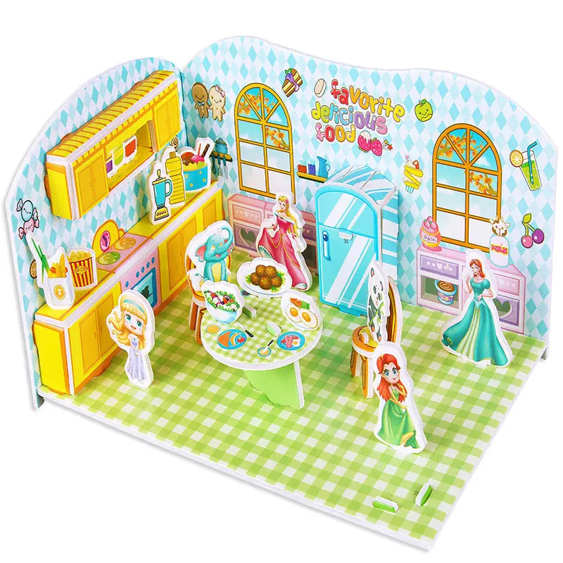 3D paper puzzle educational toy colorful kitchen playset for kids