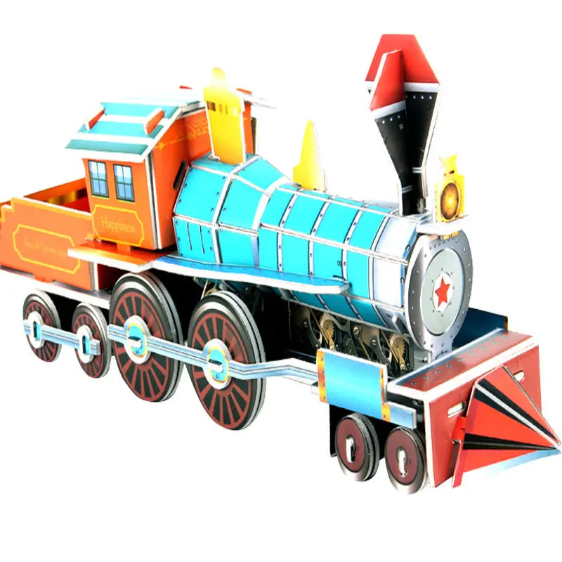 3D paper puzzle colorful train model educational toy for kindergarten kids