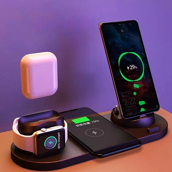 Wireless Charger For IPhone Fast Charger For Phone Fast Charging Pad For Phone Watch 6 In 1 Charging Dock Station The Emporium