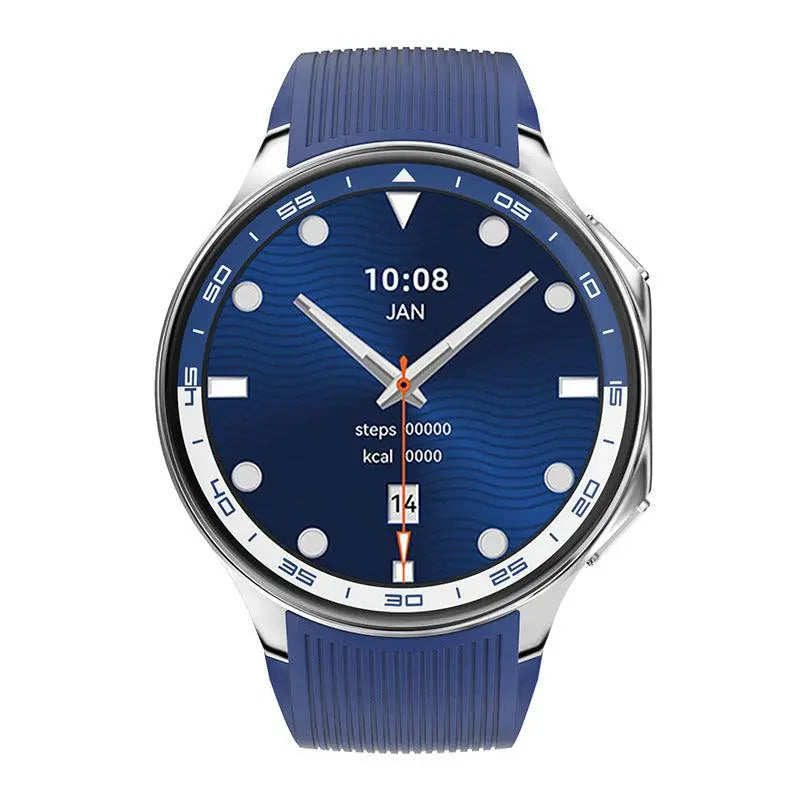 DT WATCH X smartwatch with Bluetooth calling, heart rate monitor, fitness tracker, and blue strap.