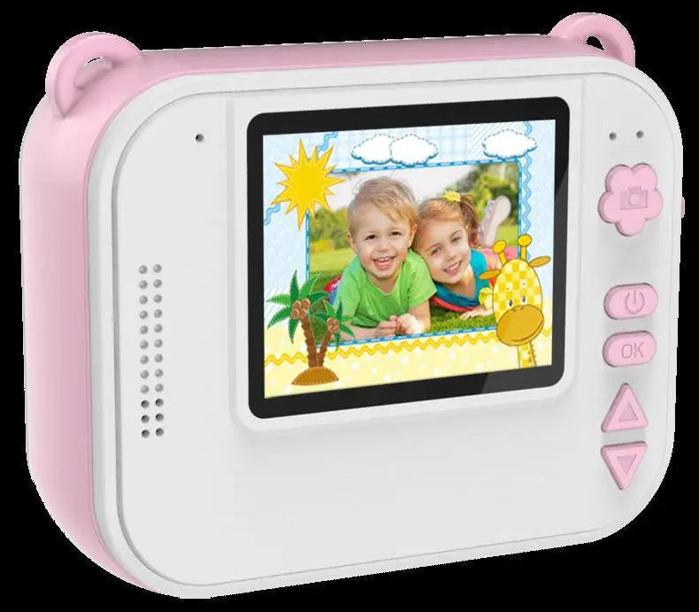 Mini SLR Kids Digital Camera in pink with 2.0-inch LCD screen, kid-friendly design, and rechargeable battery