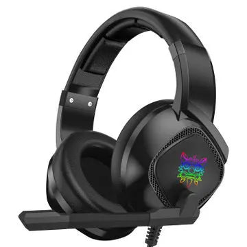Black over-ear gaming headset for Xbox with RGB lighting and noise-cancelling microphone