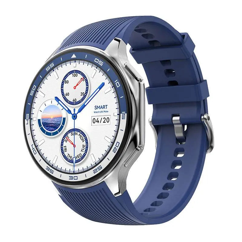 DT WATCH X smartwatch with Bluetooth calling, heart rate and fitness tracking, blue strap
