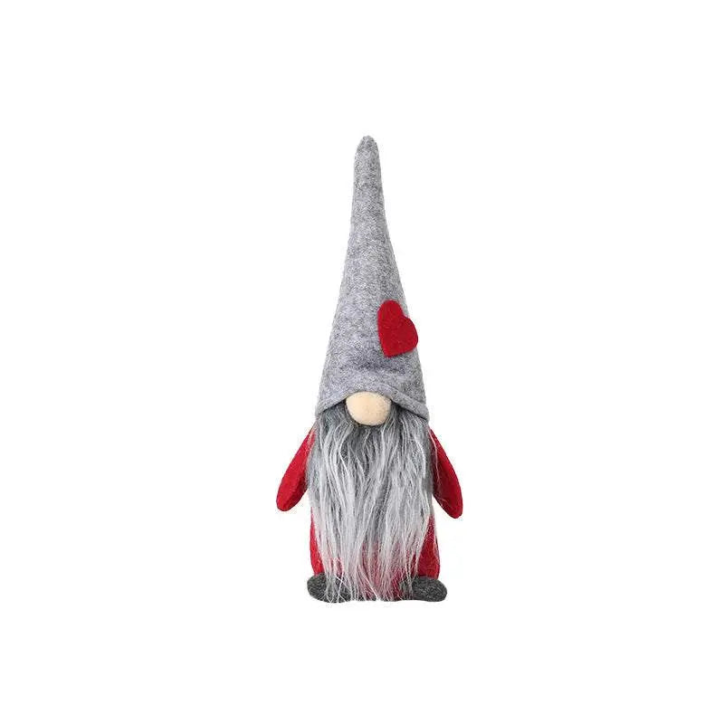 21cm Christmas Gonk Nordic holiday decoration with gray hat and red outfit made of non-woven fabric