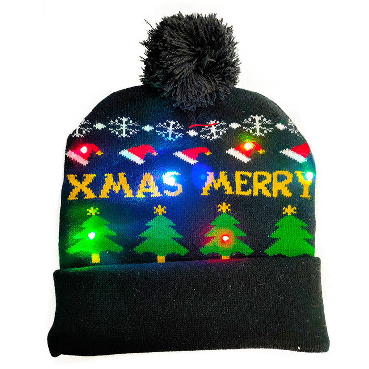 LED Christmas Hat Sweater Knitted Beanie Christmas Light Up Knitted Hat Christmas Gift  Kids Xmas New Year Decorations The Emporium