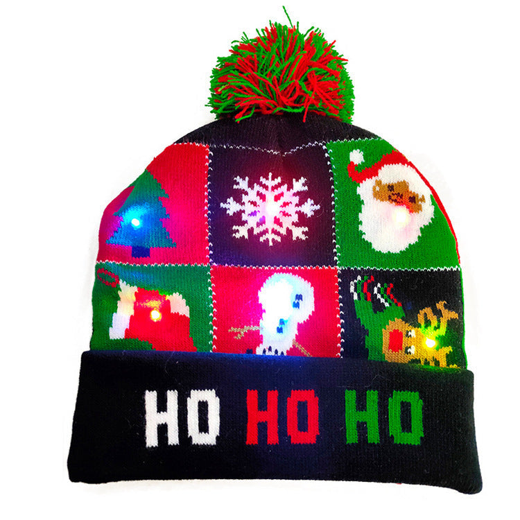 LED Christmas Hat Sweater Knitted Beanie Christmas Light Up Knitted Hat Christmas Gift  Kids Xmas New Year Decorations The Emporium