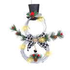 Christmas Snowman Wreath | 40cm LED Light Holiday Door Décor