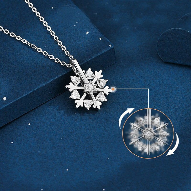 Rotatable 925 Silver Snowflake Necklace Women Luxury Niche Design Shiny Rhinestone Jewelry Autumn And Winter Birthday Gift For Friends The Emporium