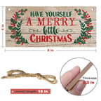 Christmas Interior Pendant wooden sign with "Have Yourself A Merry Little Christmas" text and holly decoration with hanging rope