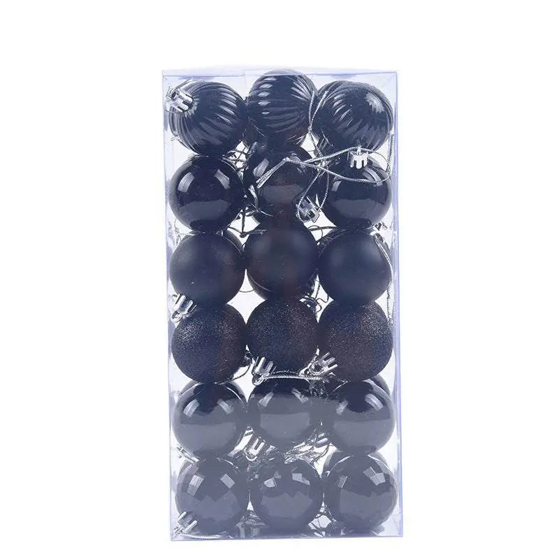 36-piece black Christmas ball ornament set with various finishes, 4cm diameter, lightweight and durable tree decorations