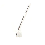 Modern floor lamp with white base and black accents on a white background