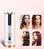 USB Rechargeable Portable Automatic Ceramic Hair Curler - LCD Display null