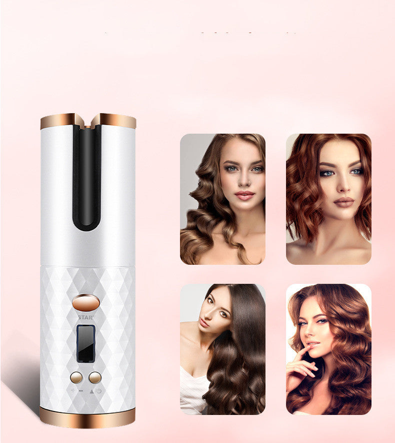 USB Rechargeable Portable Automatic Ceramic Hair Curler - LCD Display null