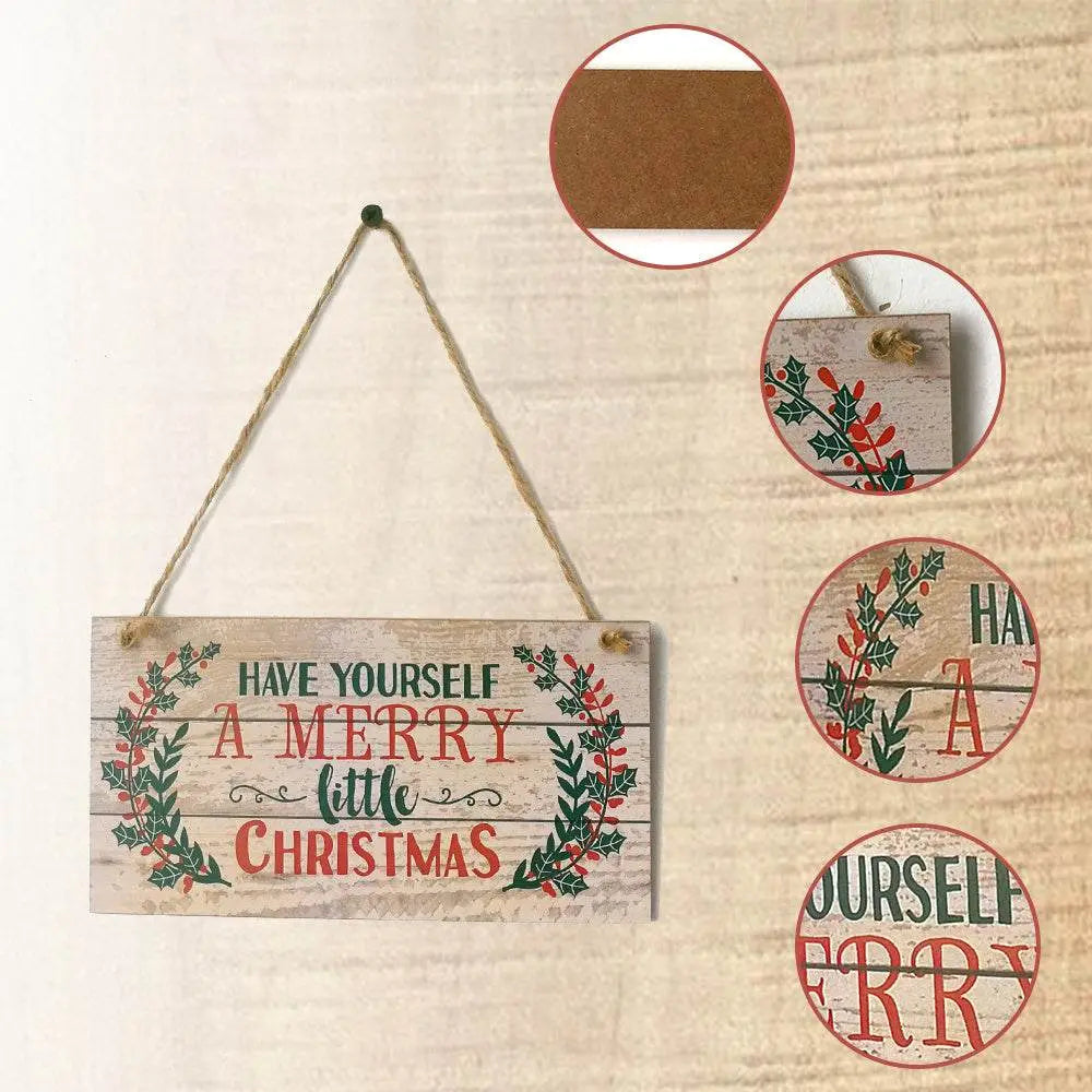 Christmas Interior Pendant wooden hanging decoration with "Have Yourself a Merry Little Christmas" text and festive greenery design