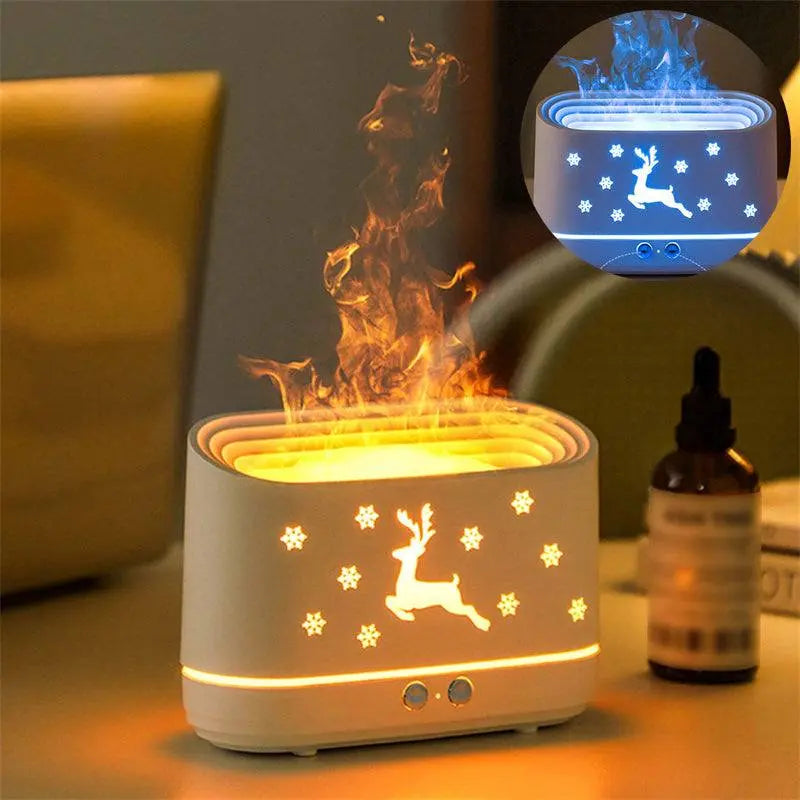 Christmas Flame Effect essential oil diffuser with reindeer design and warm glow