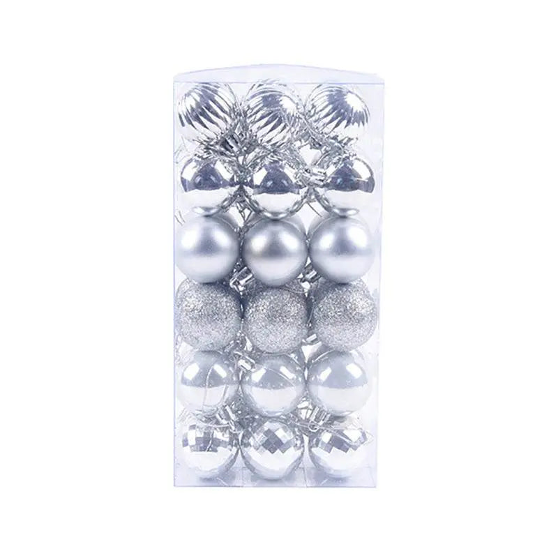 36-piece silver Christmas ball ornament set, 4cm decorations for tree and holiday décor