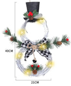 Christmas Snowman Wreath | 40cm LED Light Holiday Door Décor