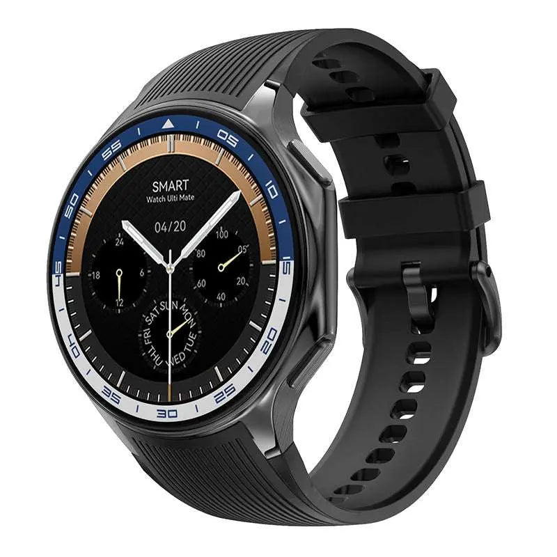 DT WATCH X smartwatch in black and blue with Bluetooth calling, heart rate, and fitness tracking features