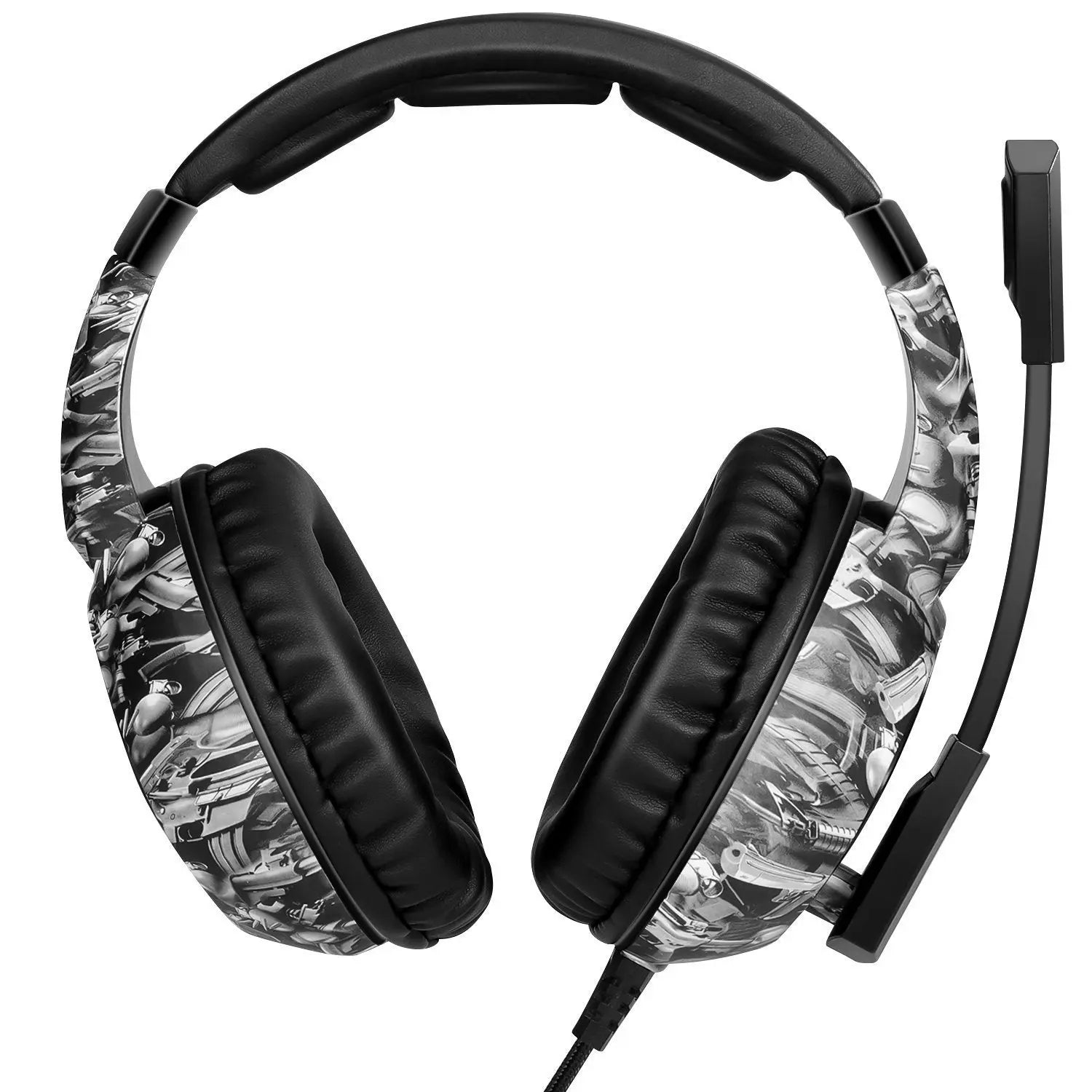 Gaming headset for Xbox with noise-cancelling mic and camouflage gray over-ear design