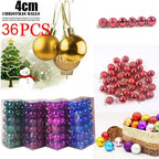 36-piece Christmas ball ornament set in assorted vibrant colors, 4cm diameter, lightweight and durable tree decorations