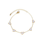 Gold colored love heart bracelet for women with stainless steel chain and heart-shaped charms
