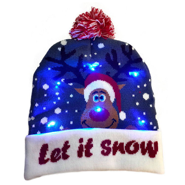 LED Christmas Hat Sweater Knitted Beanie Christmas Light Up Knitted Hat Christmas Gift  Kids Xmas New Year Decorations The Emporium